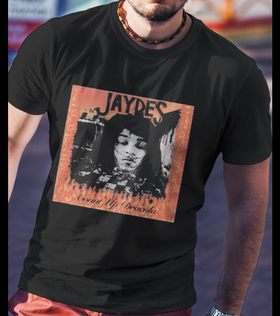 Jaydes Count Up Dracula Vintage Gothic Flames Checkerboard T-Shirt