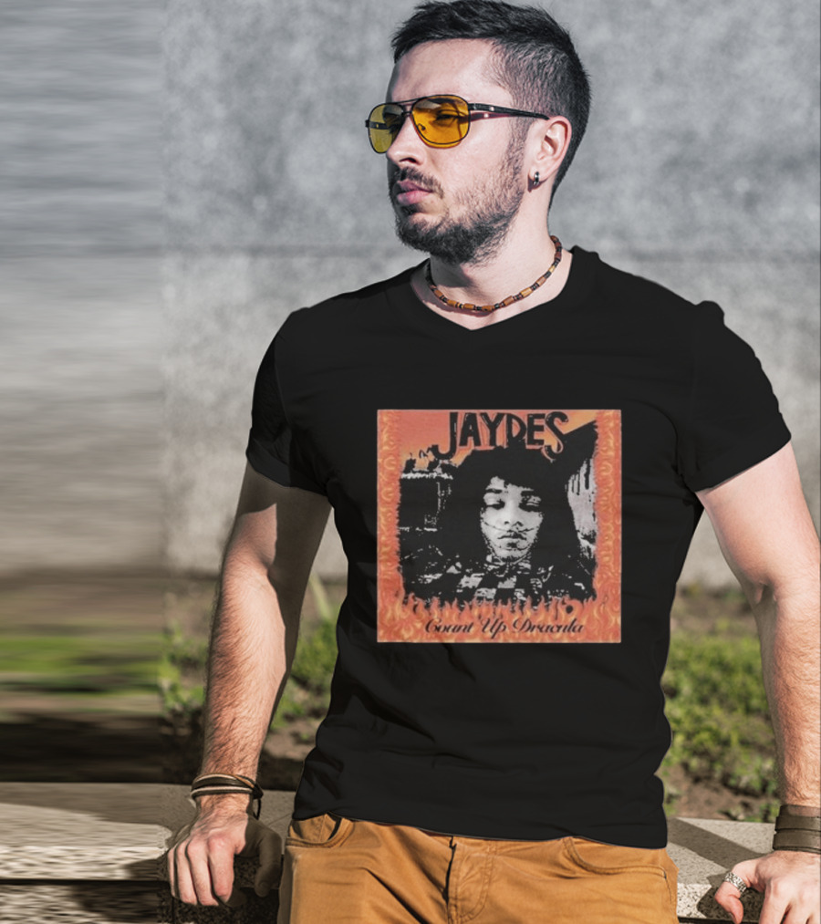 Jaydes Count Up Dracula Vintage Gothic Flames Checkerboard T-Shirt