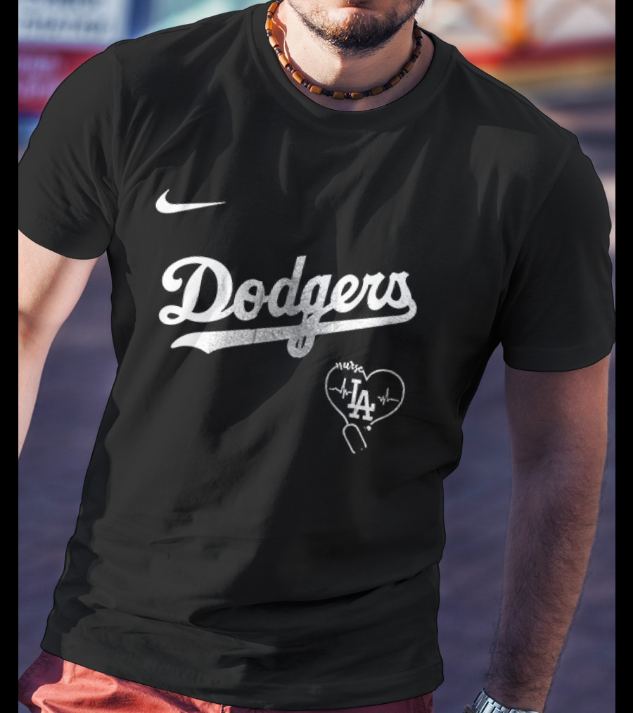 Nike Los Angeles Dodgers Heartbeat LA City Skyline T-Shirt