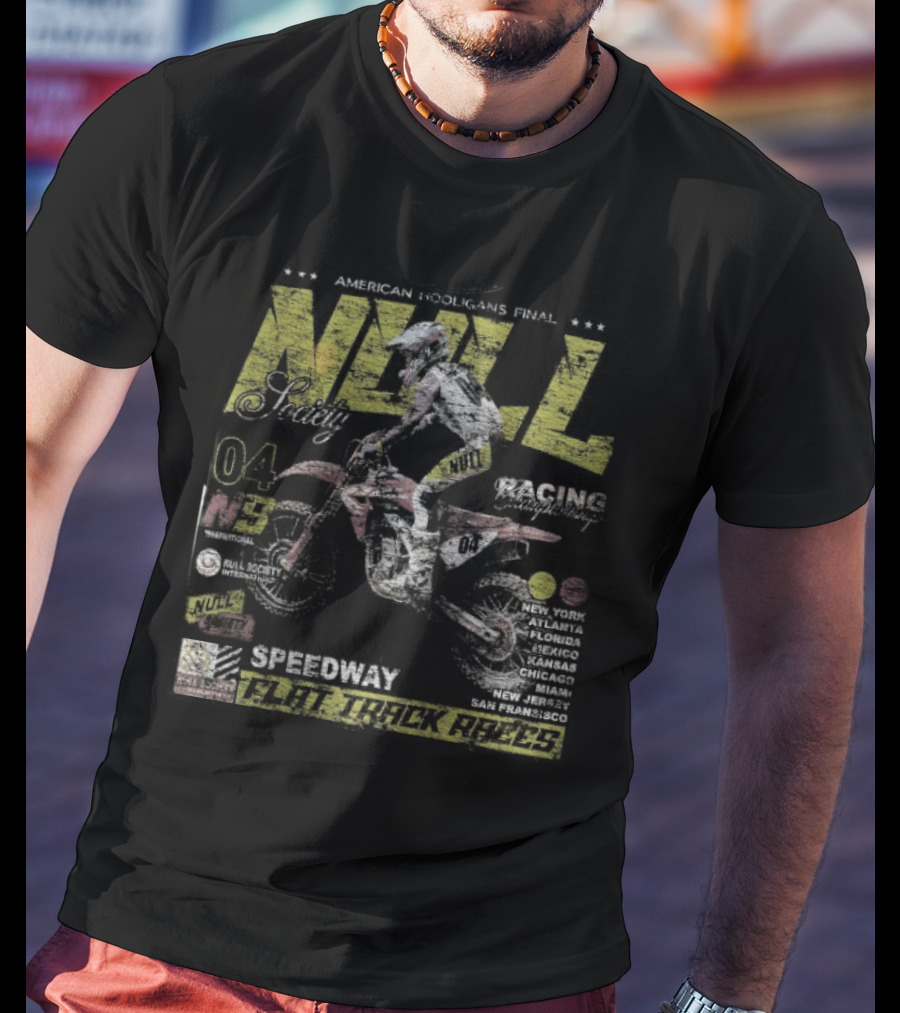 Null Society Speedway Flat Track Racer Motorcycle 4 T-Shirt