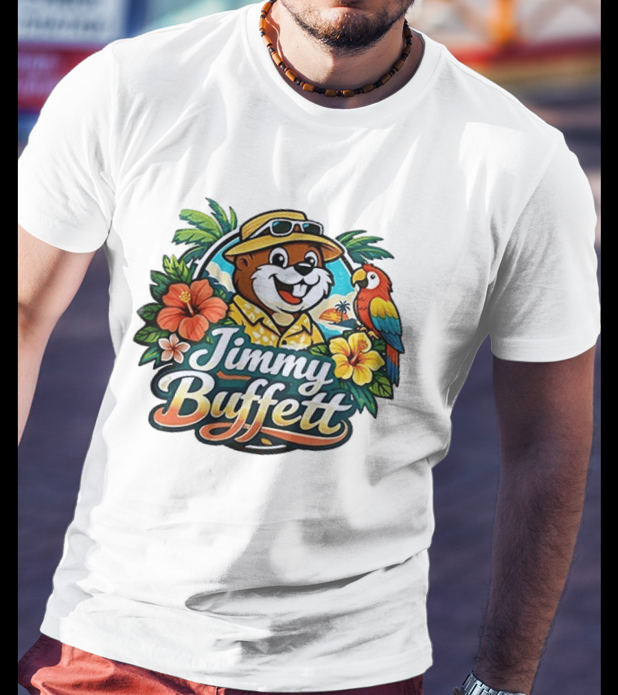 Jimmy Buffett Buc Ee's Tropical Parrot Hibiscus Island Vibes T-Shirt