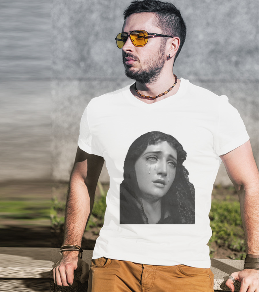 Null Society Virgin Mary Crying Statue Iconic Religious T-Shirt