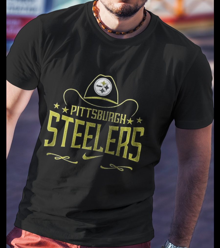 Pittsburgh Steelers Cowboy Hat Icon Yellow T-Shirt