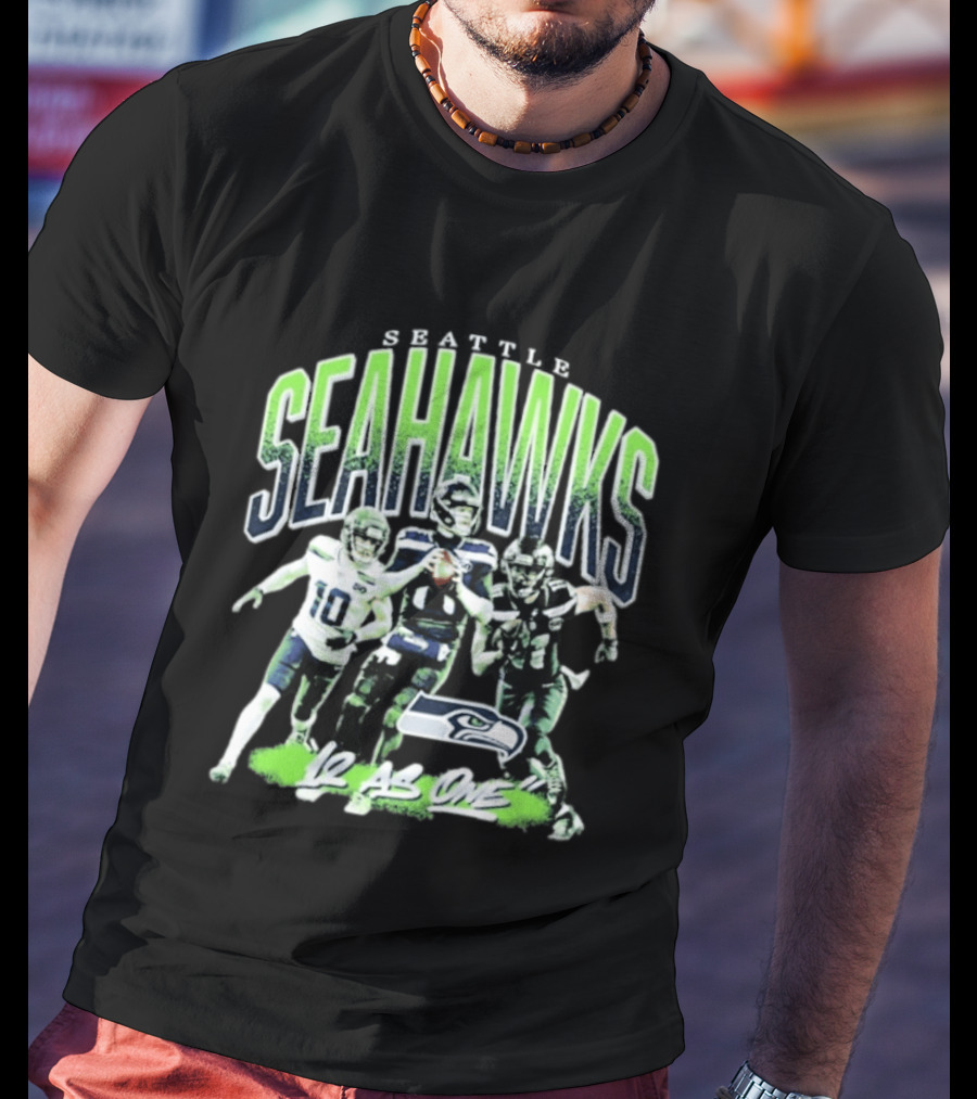 Seattle Seahawks 12 As One Nike Black Loose Crewneck T-Shirt