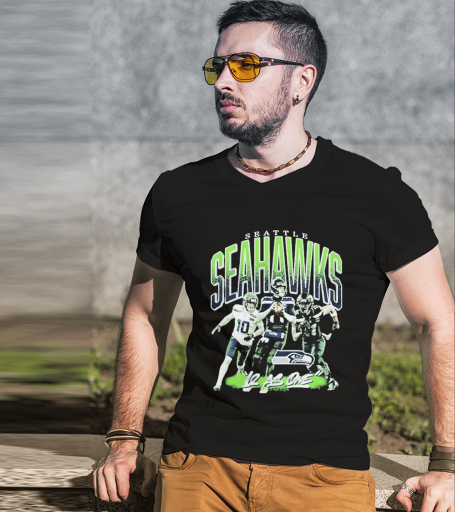 Seattle Seahawks 12 As One Nike Black Loose Crewneck T-Shirt