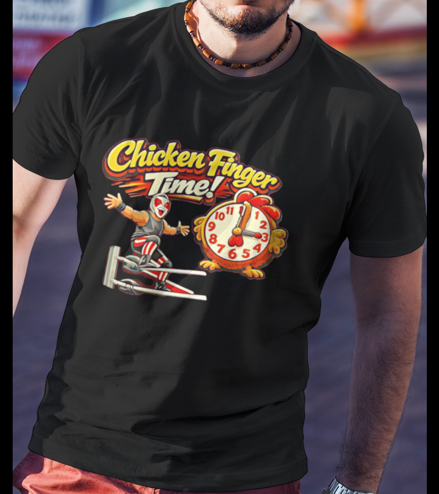 Chicken Finger Time Luchador Cartoon With Chicken T-Shirt