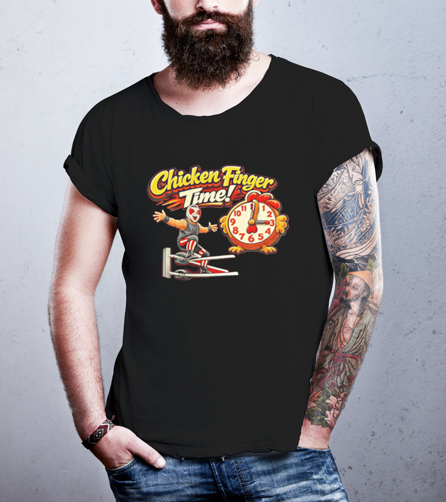 Chicken Finger Time Luchador Cartoon With Chicken T-Shirt
