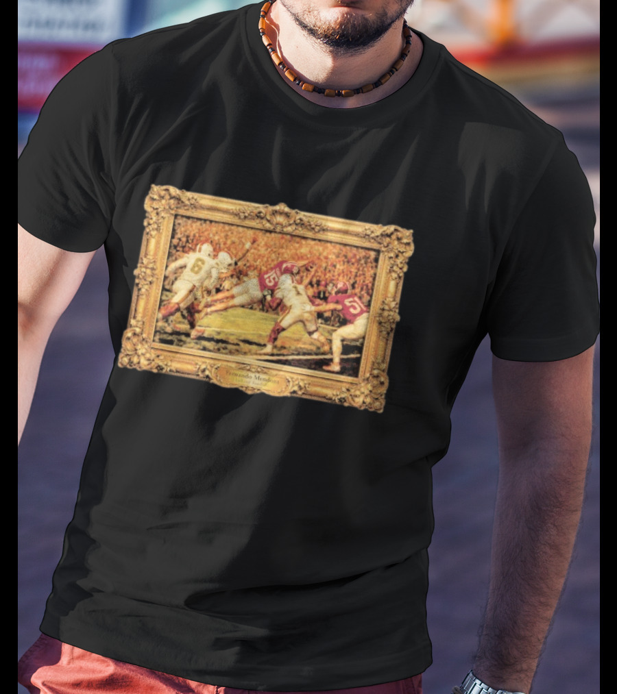 Indiana Hoosiers Football Louvre Frame Fernando Mendoza T-Shirt
