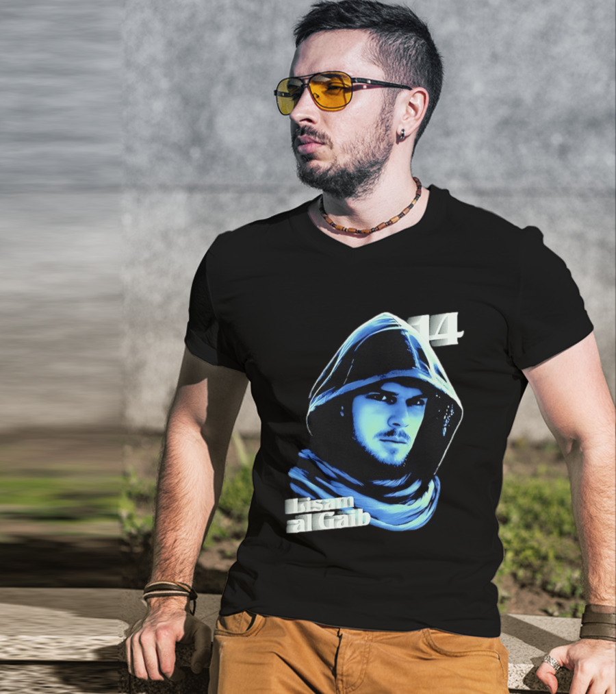 Lisam Al Gaib 14 Hooded Figure Mysterious Blue Aura T-Shirt