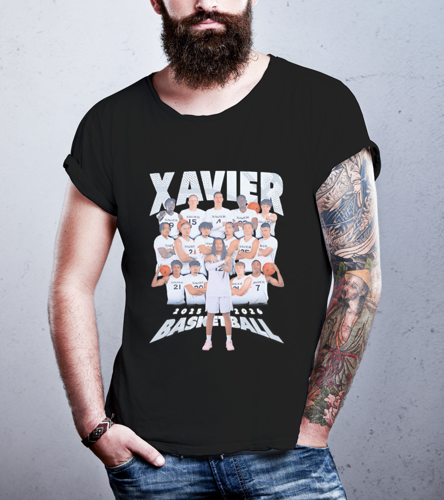 Xavier Men's Basketball 2025 2026 Team Player Roster Collage T-Shirt