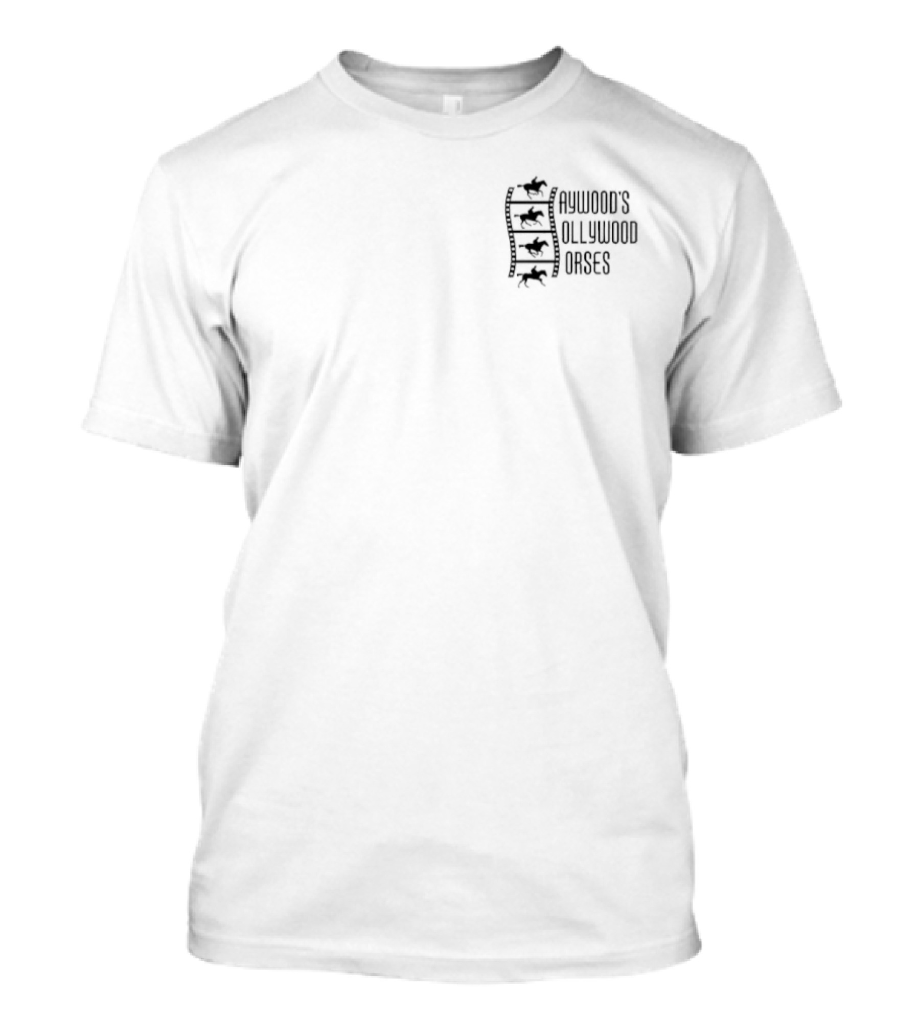 Haywood's Hollywood Horses Stacked Text With Stylized Horse Motif T-Shirt
