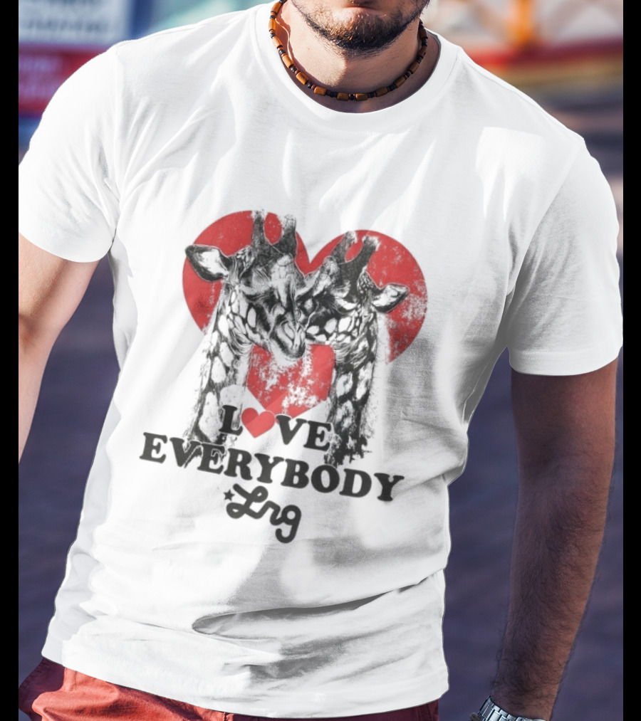 L R G Love Everybody Red Heart Giraffes T-Shirt