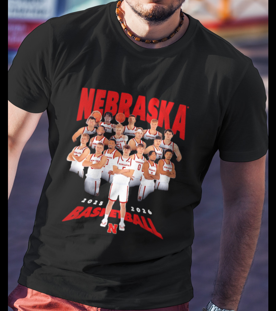 Nebraska 2025 2026 Basketball Team Collage T-Shirt