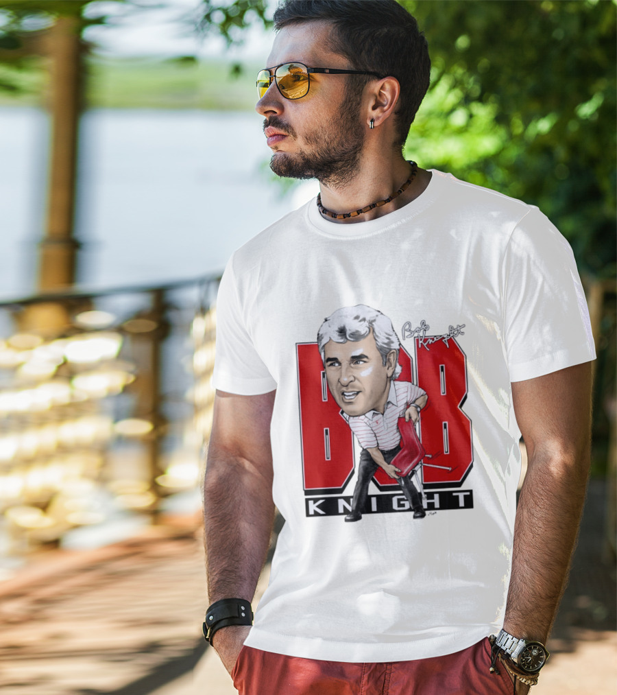 Bob Knight Chair Throw Caricature Signature Red Chair T-Shirt