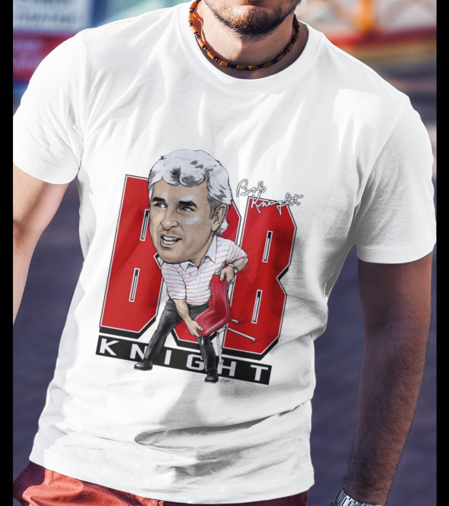 Bob Knight Chair Throw Caricature Signature Red Chair T-Shirt