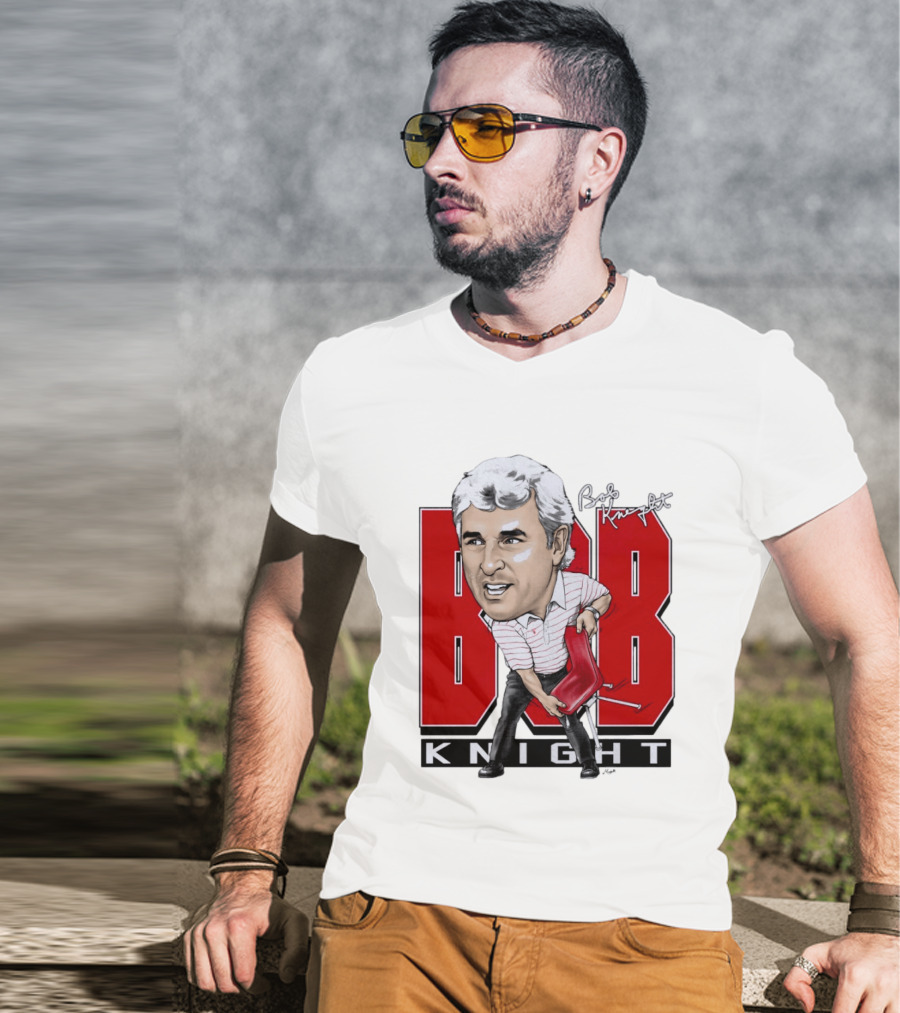 Bob Knight Chair Throw Caricature Signature Red Chair T-Shirt
