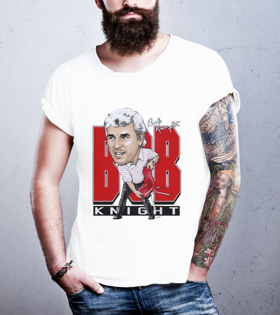 Bob Knight Chair Throw Caricature Signature Red Chair T-Shirt