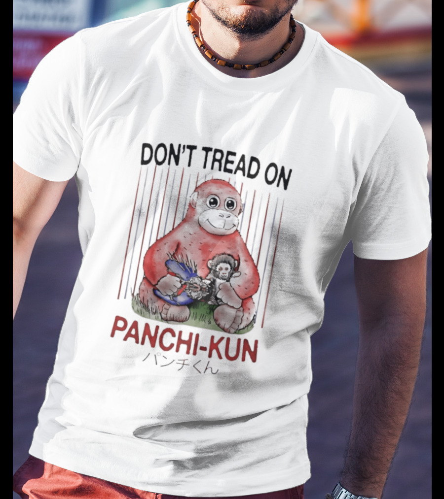 Don't Tread On Panchi Kun Cute Sloth Hugging Blue Teddy Bear T-Shirt