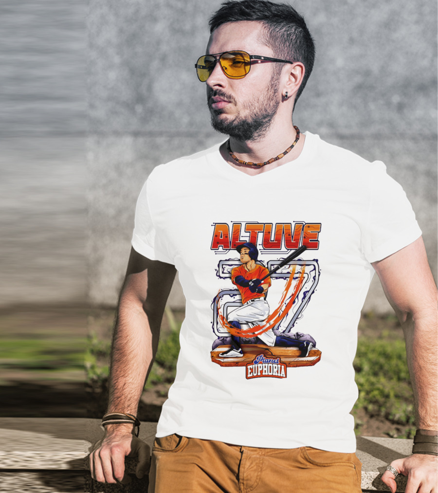 Altuve 27 Planet Euphoria Houston Astros Hand Drawn T-Shirt