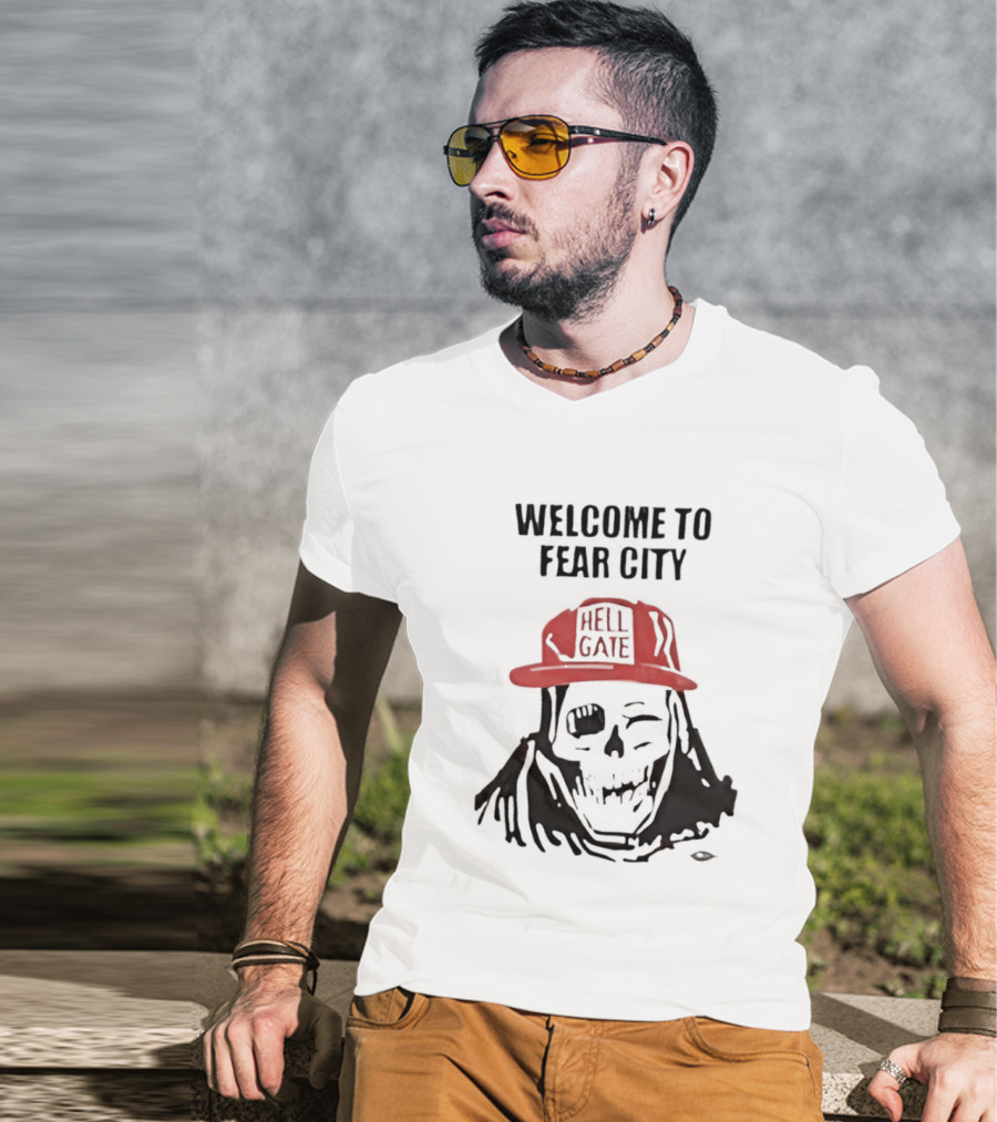 Welcome To Fear City Skull Hell Gate Cap T-Shirt
