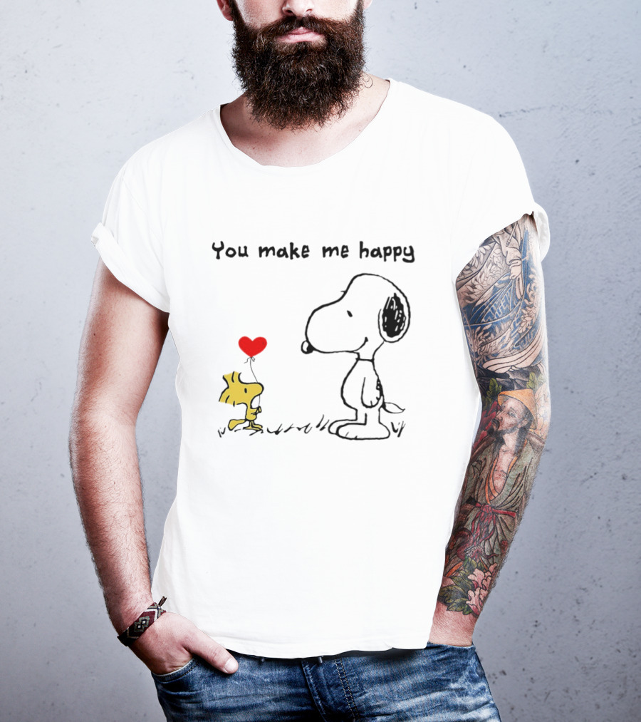 Snoopy Woodstock You Make Me Happy Heart Balloon T-Shirt