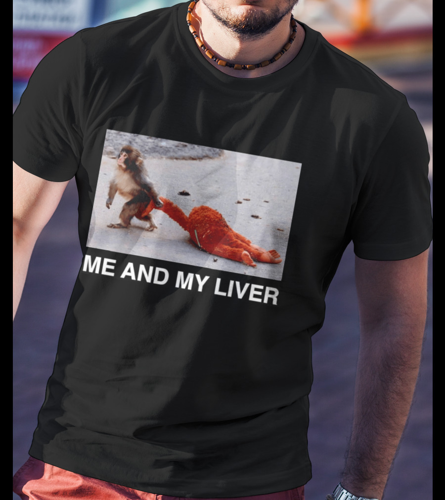 Punch Monkey Me And My Liver Funny Animal Scene T-Shirt