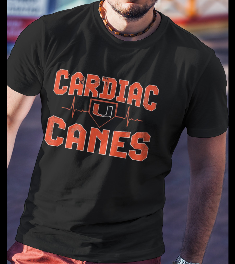 Cardiac Canes Heartbeat Miami Hurricanes Hockey U T-Shirt