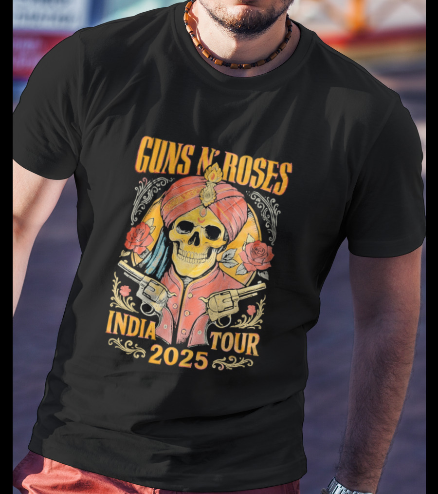Guns N Roses Skeleton India Tour 2025 T-Shirt