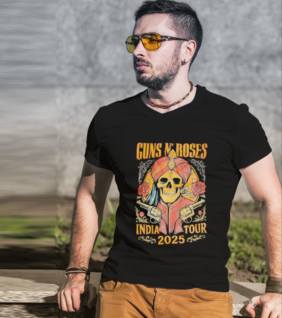 Guns N Roses Skeleton India Tour 2025 T-Shirt