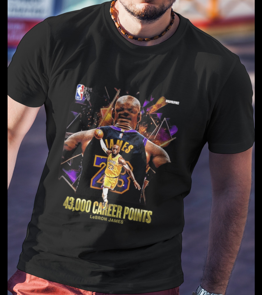 LeBron James NBA 43000 Career Points Achievement 23 Lakers T-Shirt