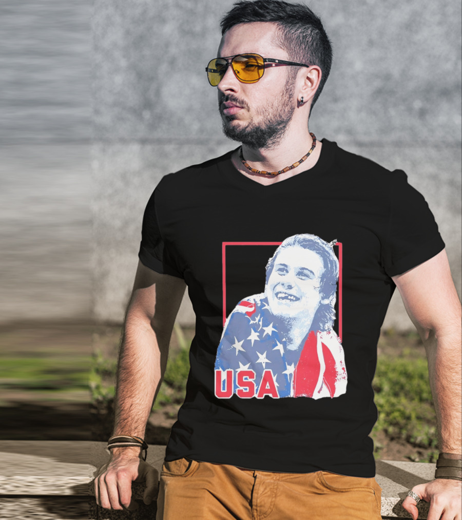 Jack Hughes USA Flag 2026 Hockey T-Shirt