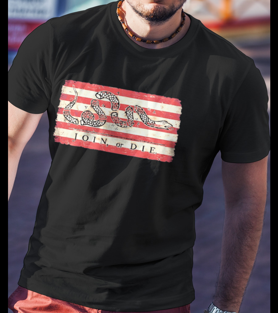 Join Or Die Snake Flag Benjamin Franklin Historical T-Shirt