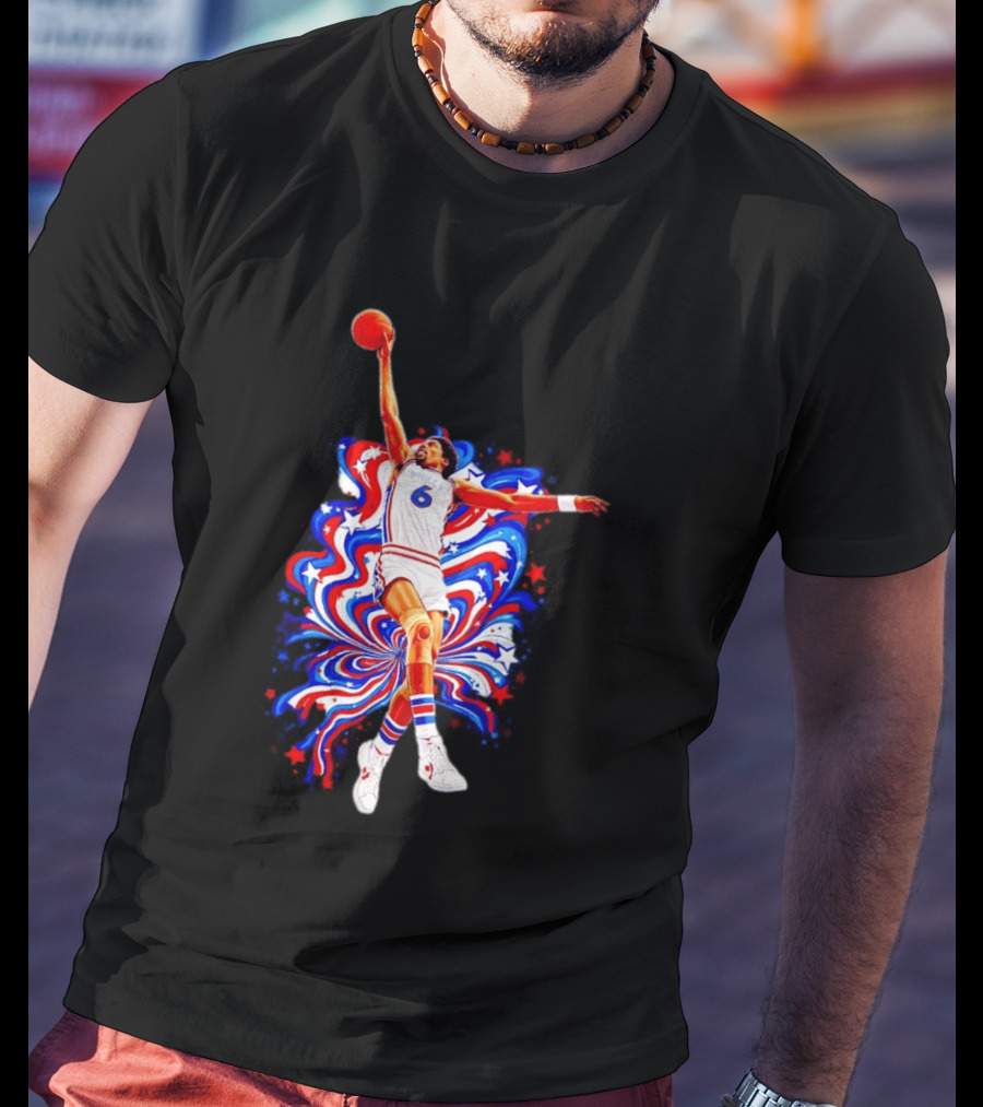 Philadelphia 76ers Julius Erving Dr. J Phunkadelic Slam Dunk T-Shirt