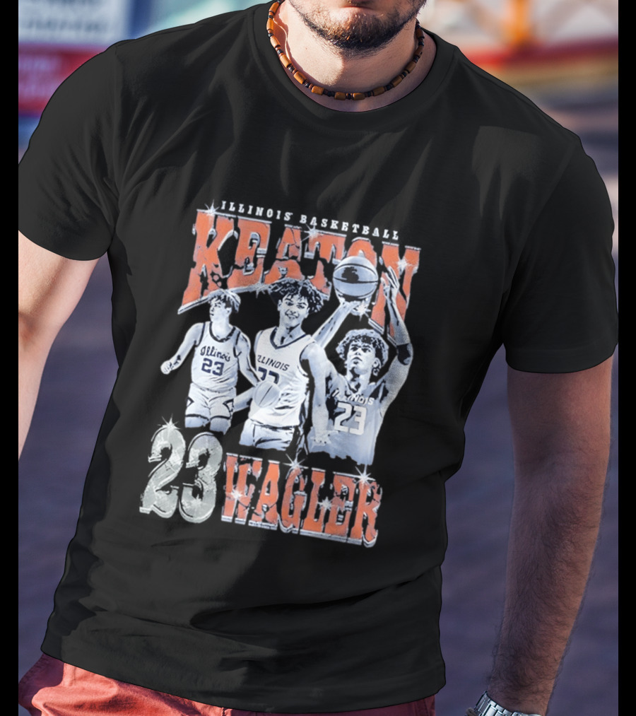 Keaton Wagler 23 Illinois Basketball Team Player Action Scenes T-Shirt