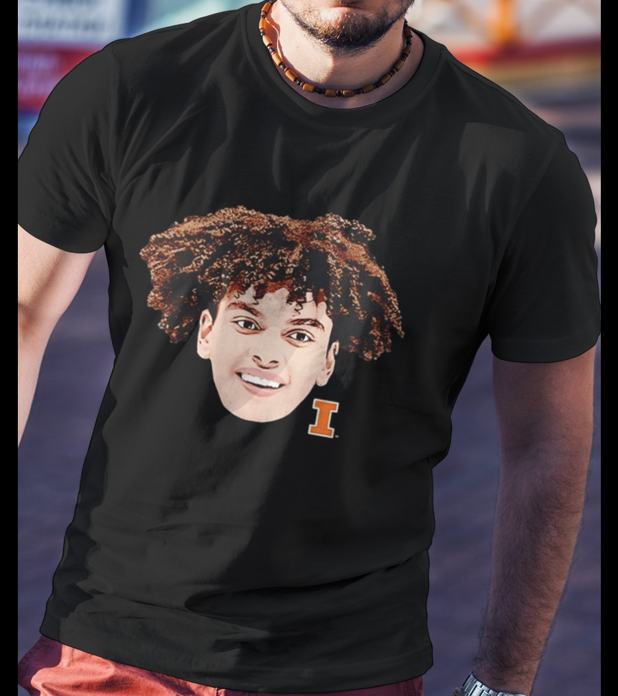 Keaton Wagler Big Face Illinois Fighting Illini Basketball Fan T-Shirt