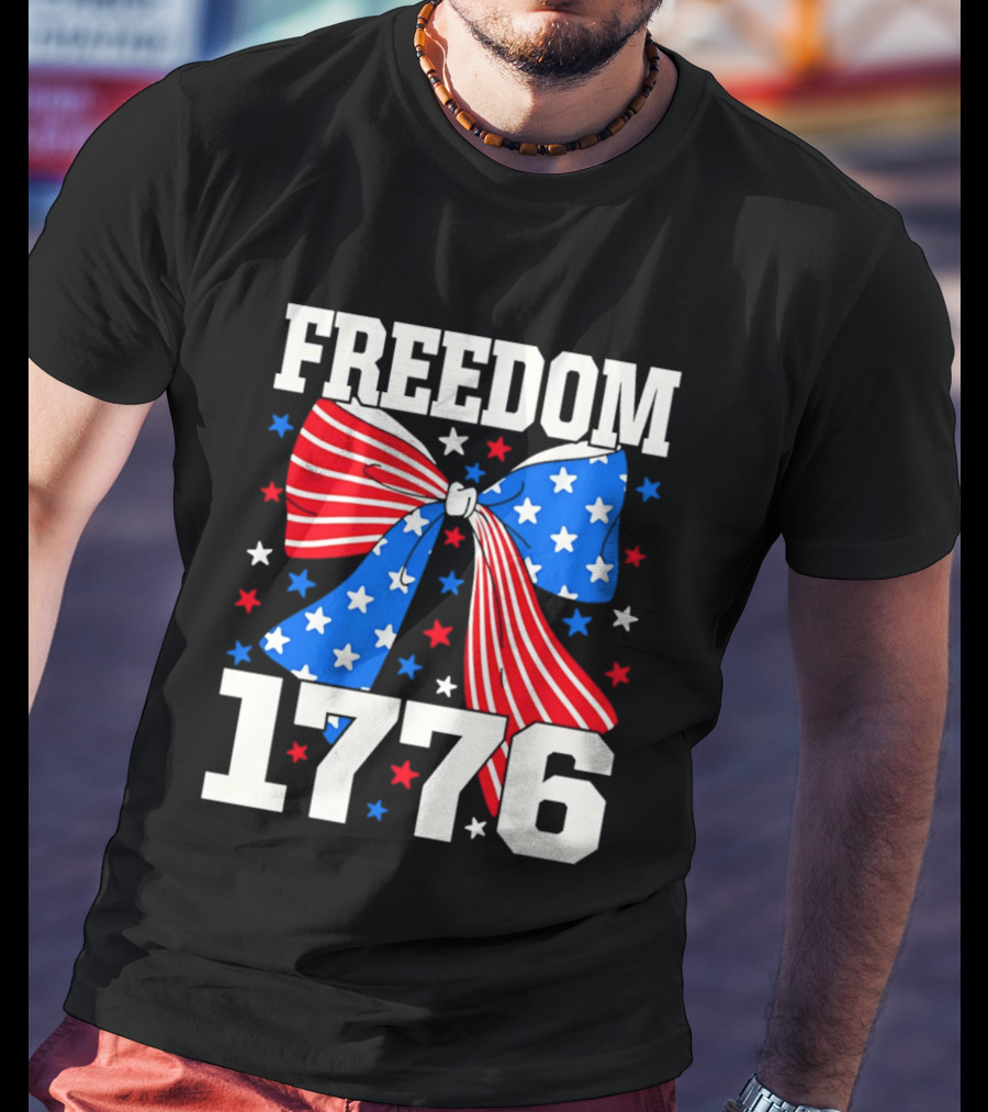 Freedom 1776 Patriotic Bow American Stars And Stripes T-Shirt