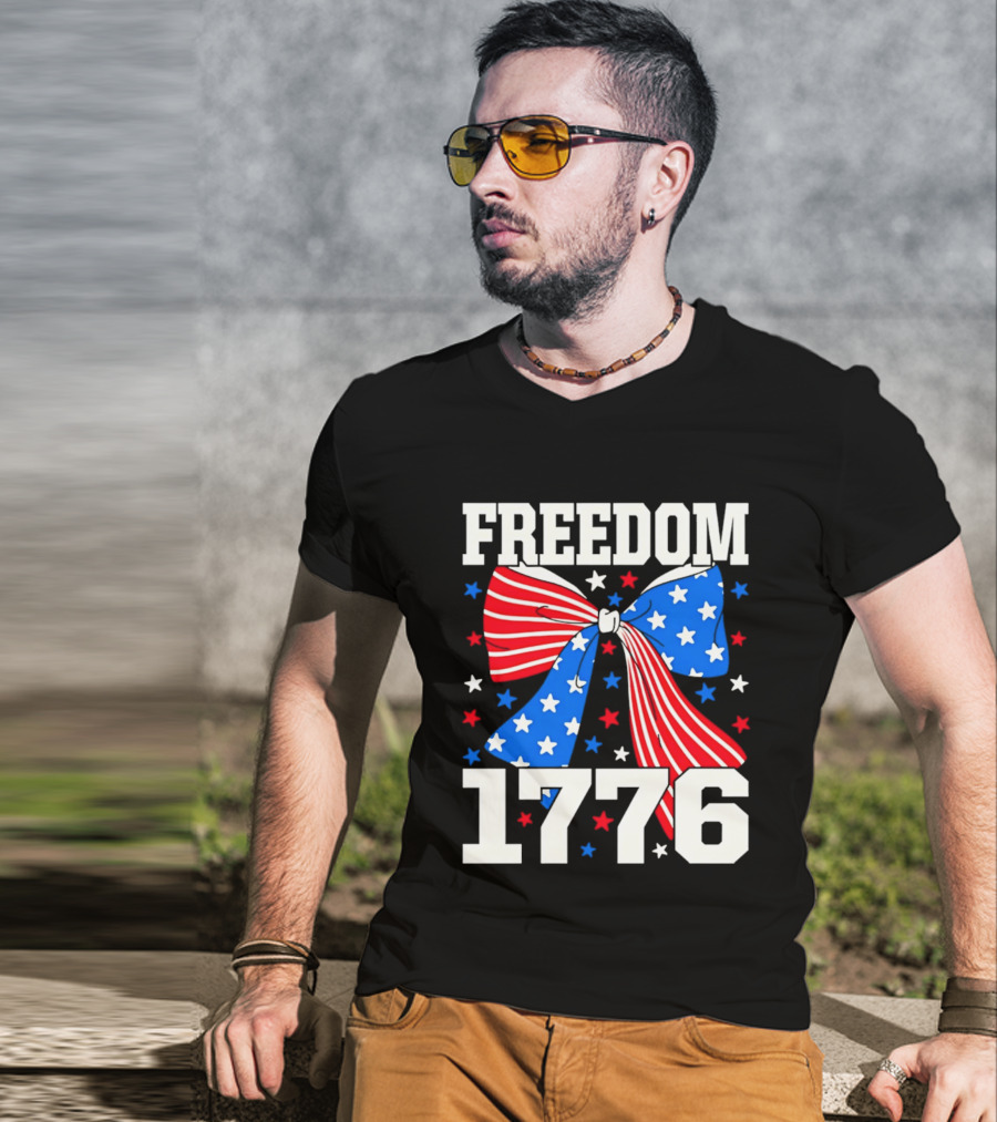 Freedom 1776 Patriotic Bow American Stars And Stripes T-Shirt