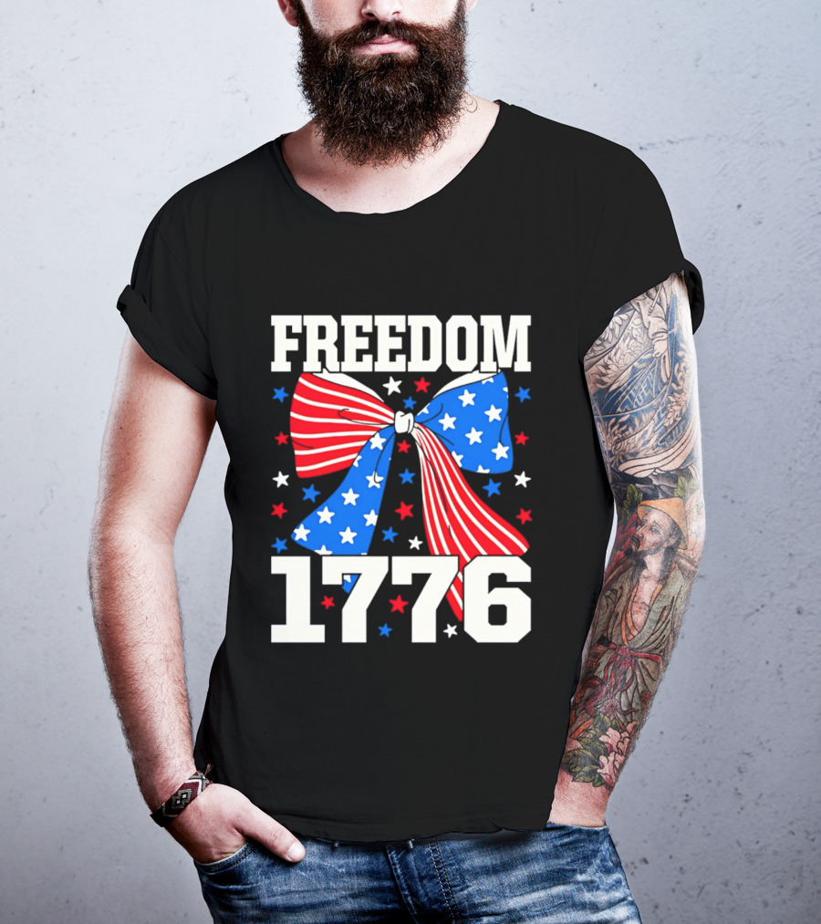 Freedom 1776 Patriotic Bow American Stars And Stripes T-Shirt