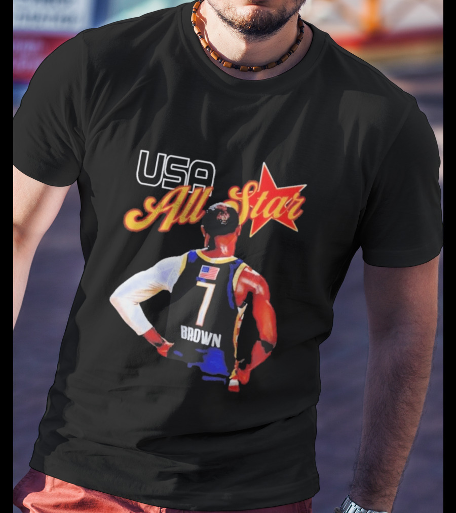 USA All Star 7 Brown Jersey 5X Champion JB T-Shirt
