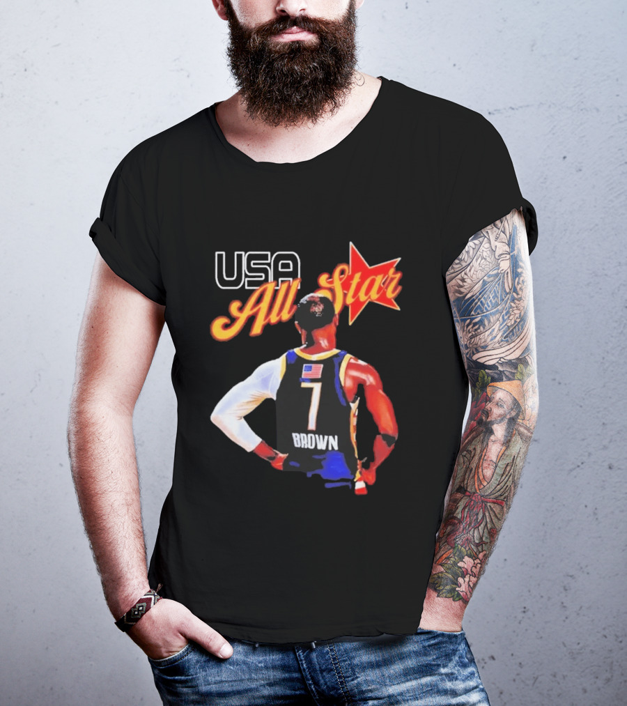USA All Star 7 Brown Jersey 5X Champion JB T-Shirt