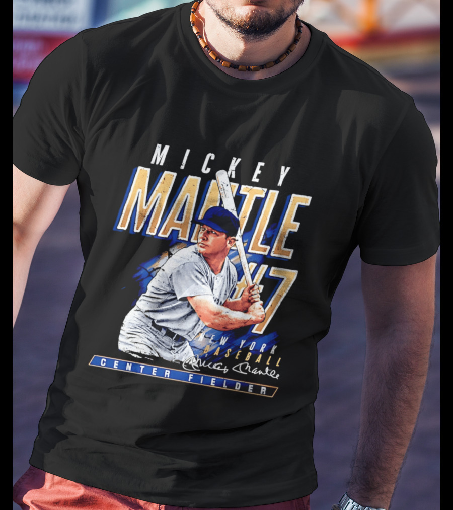 Mickey Mantle 7 New York Baseball Center Fielder T-Shirt