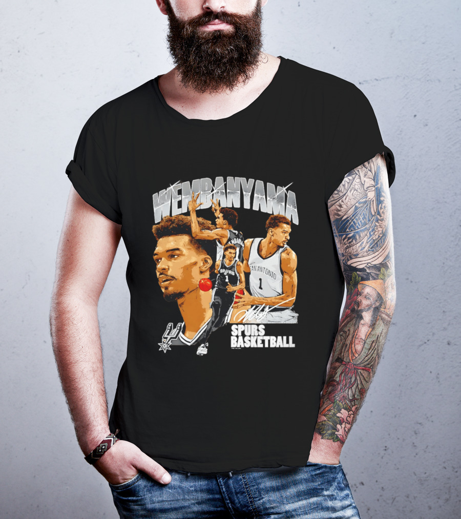 Wembanyama Spurs Basketball San Antonio Player Collage T-Shirt