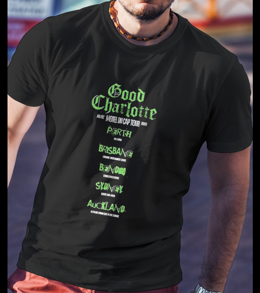 Good Charlotte Motel Du Cap Tour 2026 Perth Brisbane Bendigo Sydney Auckland T-Shirt