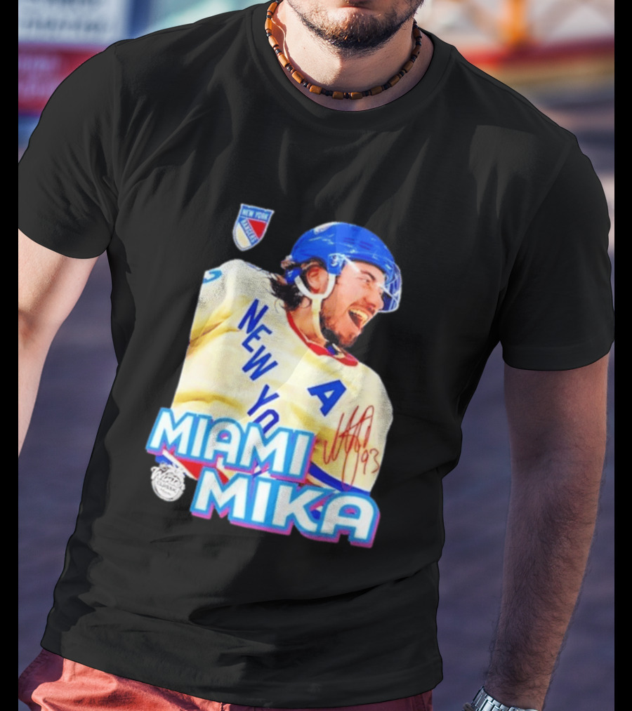 New York Rangers Mika Zibanejad Miami Mika 93 T-Shirt