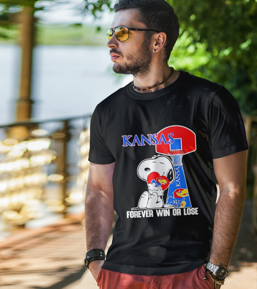 Kansas Jayhawks Basketball Snoopy Forever Win Or Lose T-Shirt