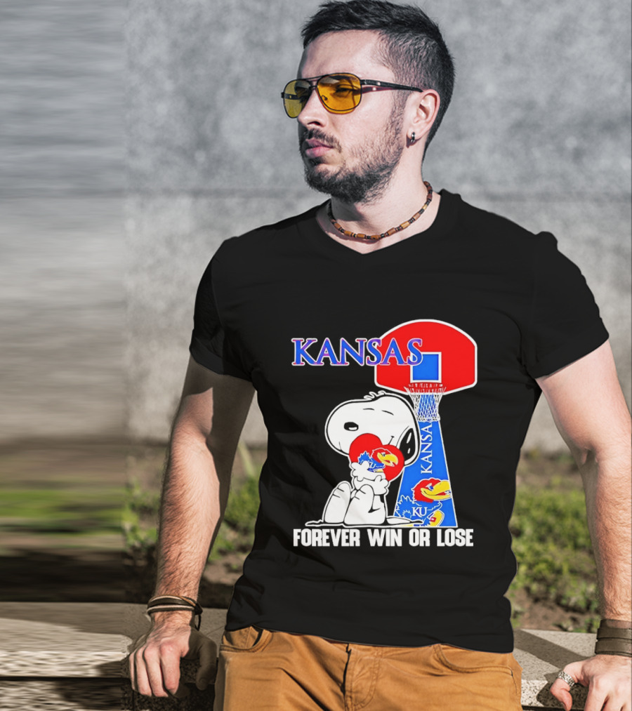 Kansas Jayhawks Basketball Snoopy Forever Win Or Lose T-Shirt
