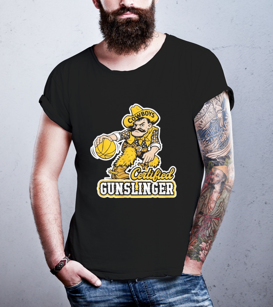 Pistol Pete Cowboys Certified Gunslinger Basketball T-Shirt