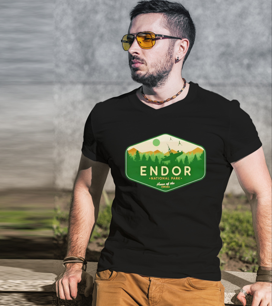 Endor National Park Home Of The Ewoks Forest Landscape Spaceships T-Shirt