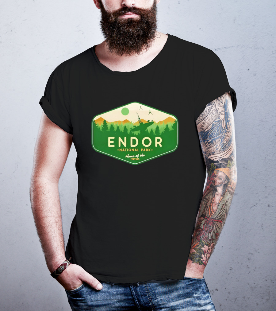 Endor National Park Home Of The Ewoks Forest Landscape Spaceships T-Shirt