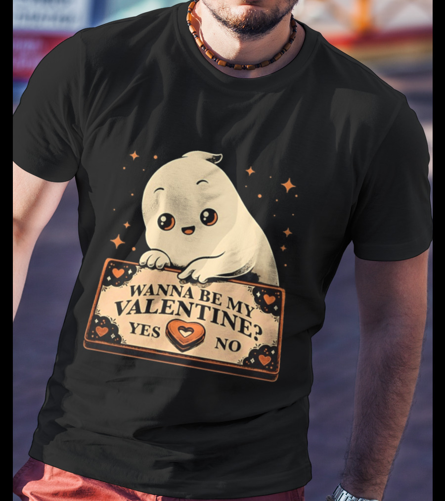 Ghost Ouija Wanna Be My Valentine Yes No Cute Valentine's Day Spirit T-Shirt